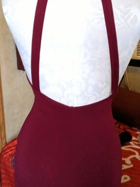 Backless Strappy Bodycon Dress - Wine